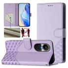 For OPPO Reno10 / Reno10 Pro Global Honeycomb Embossing RFID Leather Phone Case(Light Purple) - 1