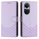 For OPPO Reno10 / Reno10 Pro Global Honeycomb Embossing RFID Leather Phone Case(Light Purple) - 2