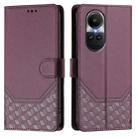 For OPPO Reno10 / Reno10 Pro Global Honeycomb Embossing RFID Leather Phone Case(Violet) - 2