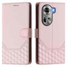 For OPPO Reno11 5G Global Honeycomb Embossing RFID Leather Phone Case(Pink) - 2