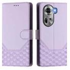 For OPPO Reno11 5G Global Honeycomb Embossing RFID Leather Phone Case(Light Purple) - 2