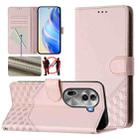 For OPPO Reno11 Pro 5G Global Honeycomb Embossing RFID Leather Phone Case(Pink) - 1