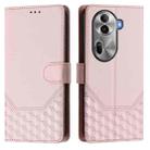 For OPPO Reno11 Pro 5G Global Honeycomb Embossing RFID Leather Phone Case(Pink) - 2