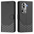 For OPPO Reno11 Pro 5G Global Honeycomb Embossing RFID Leather Phone Case(Black) - 2