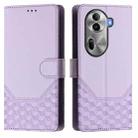 For OPPO Reno11 Pro 5G Global Honeycomb Embossing RFID Leather Phone Case(Light Purple) - 2