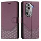 For OPPO Reno11 Pro 5G Global Honeycomb Embossing RFID Leather Phone Case(Violet) - 2