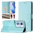 For OPPO Reno11 F 5G Global Honeycomb Embossing RFID Leather Phone Case(Mint Green) - 1