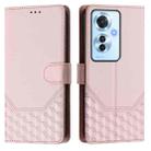 For OPPO Reno11 F 5G Global Honeycomb Embossing RFID Leather Phone Case(Pink) - 2