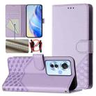 For OPPO Reno11 F 5G Global Honeycomb Embossing RFID Leather Phone Case(Light Purple) - 1