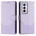 For OPPO Reno12 5G Global Honeycomb Embossing RFID Leather Phone Case(Light Purple) - 2