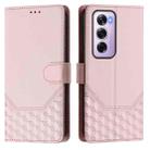 For OPPO Reno12 Pro 5G Global Honeycomb Embossing RFID Leather Phone Case(Pink) - 2