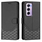 For OPPO Reno12 Pro 5G Global Honeycomb Embossing RFID Leather Phone Case(Black) - 2