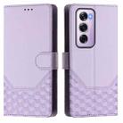 For OPPO Reno12 Pro 5G Global Honeycomb Embossing RFID Leather Phone Case(Light Purple) - 2