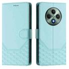 For OPPO Reno12 F 4G Global Honeycomb Embossing RFID Leather Phone Case(Mint Green) - 2