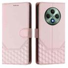 For OPPO Reno12 F 4G Global Honeycomb Embossing RFID Leather Phone Case(Pink) - 2