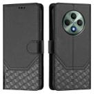 For OPPO Reno12 F 4G Global Honeycomb Embossing RFID Leather Phone Case(Black) - 2