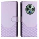 For OPPO Reno12 F 4G Global Honeycomb Embossing RFID Leather Phone Case(Light Purple) - 2