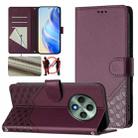 For OPPO Reno12 F 4G Global Honeycomb Embossing RFID Leather Phone Case(Violet) - 1