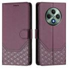 For OPPO Reno12 F 4G Global Honeycomb Embossing RFID Leather Phone Case(Violet) - 2