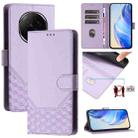 For OPPO A5 Pro China Honeycomb Embossing RFID Leather Phone Case(Light Purple) - 1
