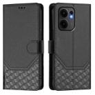 For OPPO Reno13 F 5G Honeycomb Embossing RFID Leather Phone Case(Black) - 2