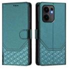 For OPPO Reno13 F 5G Honeycomb Embossing RFID Leather Phone Case(Peacock Green) - 2
