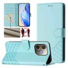 For OPPO A5 Pro 5G Global Honeycomb Embossing RFID Leather Phone Case(Mint Green) - 1
