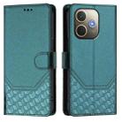 For OPPO A5 Pro 5G Global Honeycomb Embossing RFID Leather Phone Case(Peacock Green) - 2
