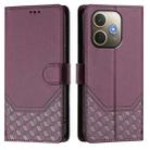 For OPPO A5 Pro 5G Global Honeycomb Embossing RFID Leather Phone Case(Violet) - 2