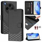 For OPPO Find X8 Ultra 5G Honeycomb Embossing RFID Leather Phone Case(Black) - 1