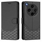 For OPPO Find X8 Ultra 5G Honeycomb Embossing RFID Leather Phone Case(Black) - 2