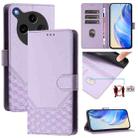 For OPPO Find X8 Ultra 5G Honeycomb Embossing RFID Leather Phone Case(Light Purple) - 1