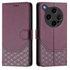 For OPPO Find X8 Ultra 5G Honeycomb Embossing RFID Leather Phone Case(Violet) - 2