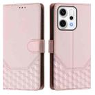 For OPPO Reno14 Global Honeycomb Embossing RFID Leather Phone Case(Pink) - 2