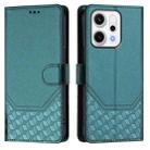 For OPPO Reno14 Global Honeycomb Embossing RFID Leather Phone Case(Peacock Green) - 2