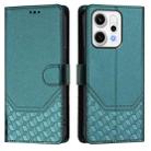 For OPPO Reno14 Pro Global Honeycomb Embossing RFID Leather Phone Case(Peacock Green) - 2