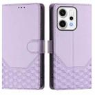 For OPPO Reno14 Pro Global Honeycomb Embossing RFID Leather Phone Case(Light Purple) - 2