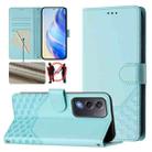 For OPPO A5 5G / A3 Pro 5G Global Honeycomb Embossing RFID Leather Phone Case(Mint Green) - 1
