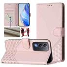 For OPPO A5 5G / A3 Pro 5G Global Honeycomb Embossing RFID Leather Phone Case(Pink) - 1