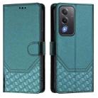 For OPPO A5 5G / A3 Pro 5G Global Honeycomb Embossing RFID Leather Phone Case(Peacock Green) - 2