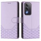 For OPPO A5 5G / A3 Pro 5G Global Honeycomb Embossing RFID Leather Phone Case(Light Purple) - 2