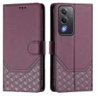 For OPPO A5 5G / A3 Pro 5G Global Honeycomb Embossing RFID Leather Phone Case(Violet) - 2