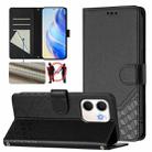 For OPPO A5x 5G / 4G Global Honeycomb Embossing RFID Leather Phone Case(Black) - 1