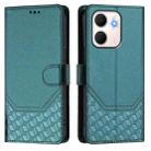 For OPPO A5x 5G / 4G Global Honeycomb Embossing RFID Leather Phone Case(Peacock Green) - 2