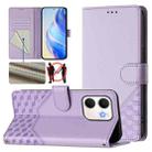 For OPPO A5x 5G / 4G Global Honeycomb Embossing RFID Leather Phone Case(Light Purple) - 1