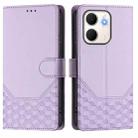 For OPPO A5x 5G / 4G Global Honeycomb Embossing RFID Leather Phone Case(Light Purple) - 2
