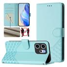 For OPPO Reno14 F 5G Honeycomb Embossing RFID Leather Phone Case(Mint Green) - 1