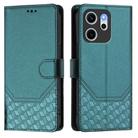For OPPO Reno14 F 5G Honeycomb Embossing RFID Leather Phone Case(Peacock Green) - 2