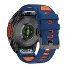 For Garmin 26mm Official Two Color Screw Buckle Quick Release Silicone Watch Band(Royal Blue Orange) - 2