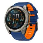 For Garmin 22mm Official Two Color Screw Buckle Quick Release Silicone Watch Band(Royal Blue Orange) - 1